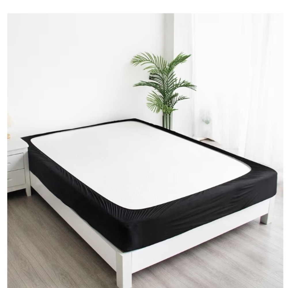 Box Spring Cover Queen Size - Black Jersey Knit & Stretchy Wrap Around 4 Sides - Picture 6 of 8